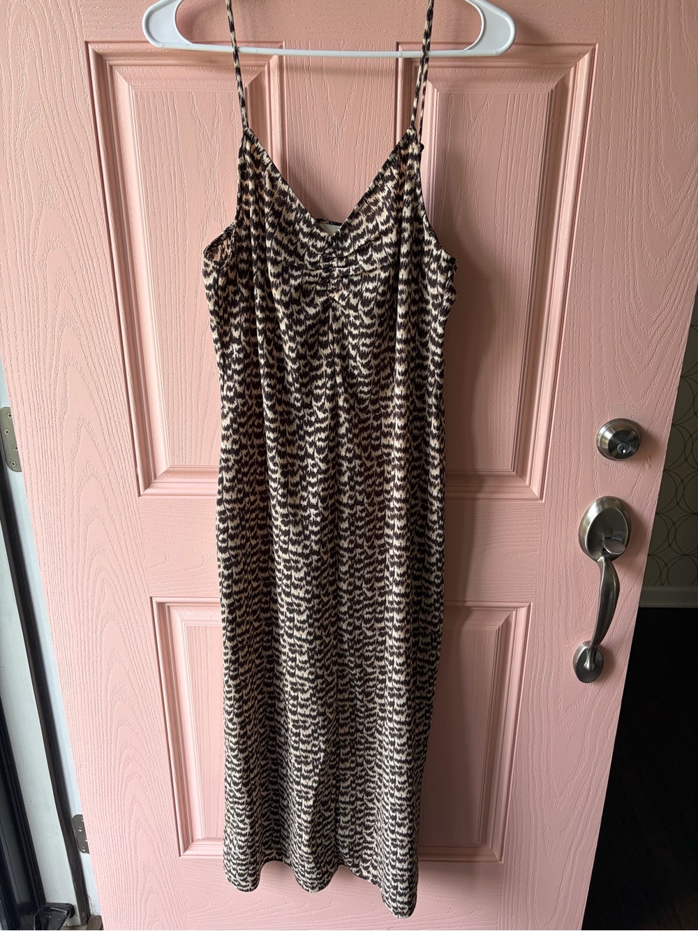 H&M Brown and Cream Printed Maxi Slip Dress